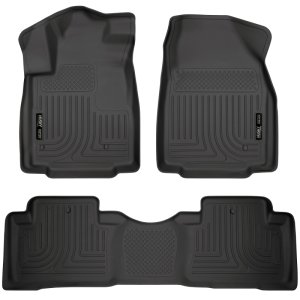 Honda Pilot Floor Liners - Front + 2nd Row - Husky Liners - WeatherBeater Combo - Black - `09-`12